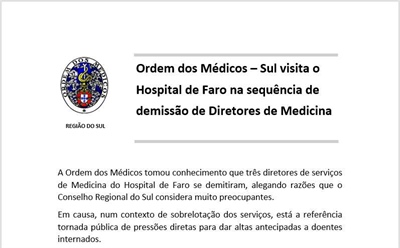 Situação no Hospital de Faro vai ser avaliada