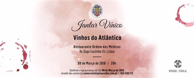 Jantar Vínico com Vinhos do Atlântico